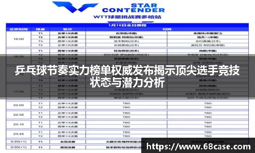 乒乓球节奏实力榜单权威发布揭示顶尖选手竞技状态与潜力分析