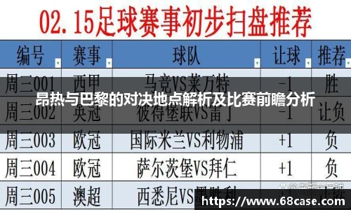 昂热与巴黎的对决地点解析及比赛前瞻分析